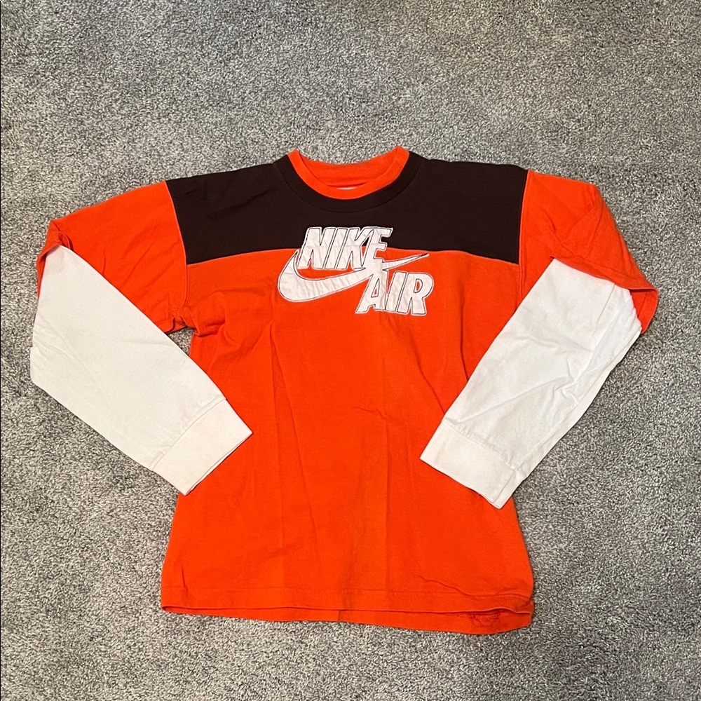 Nike Kids Long Sleeve Tee in Orange, Black, and White
